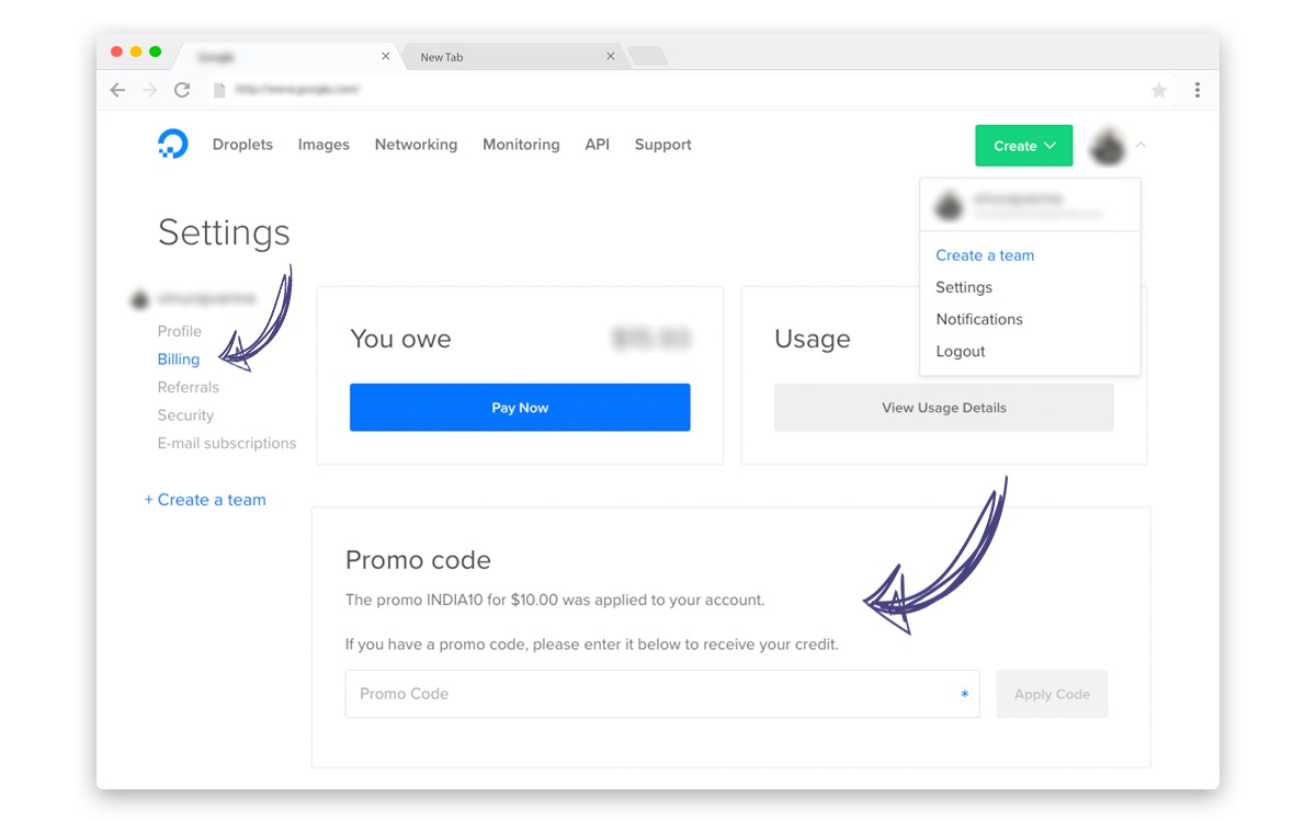 DigitalOcean how to apply discount coupons or promo codes DigitalOcean how to apply discount coupons or promo codes